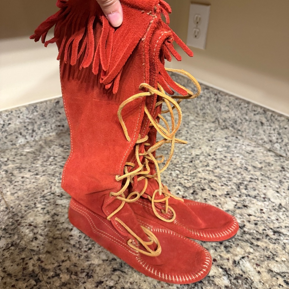 Minnetonka rare red boots